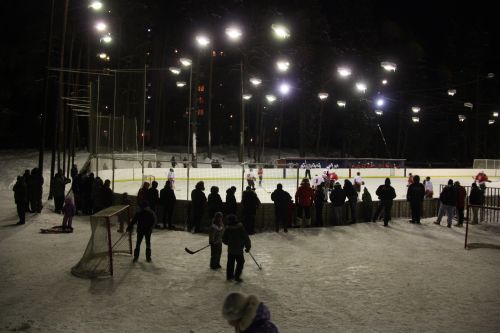 Матч чемпионата Московской области по хоккею, поселок Менделеево