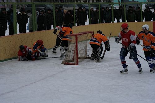 Матч чемпионата Владимирской области по хоккею, пос. Малыгино