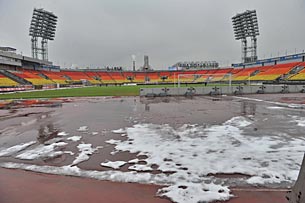 Так выглядит стадион «Петровский» в середине марта. Фото: ИТАР-ТАСС/Максим Муратов